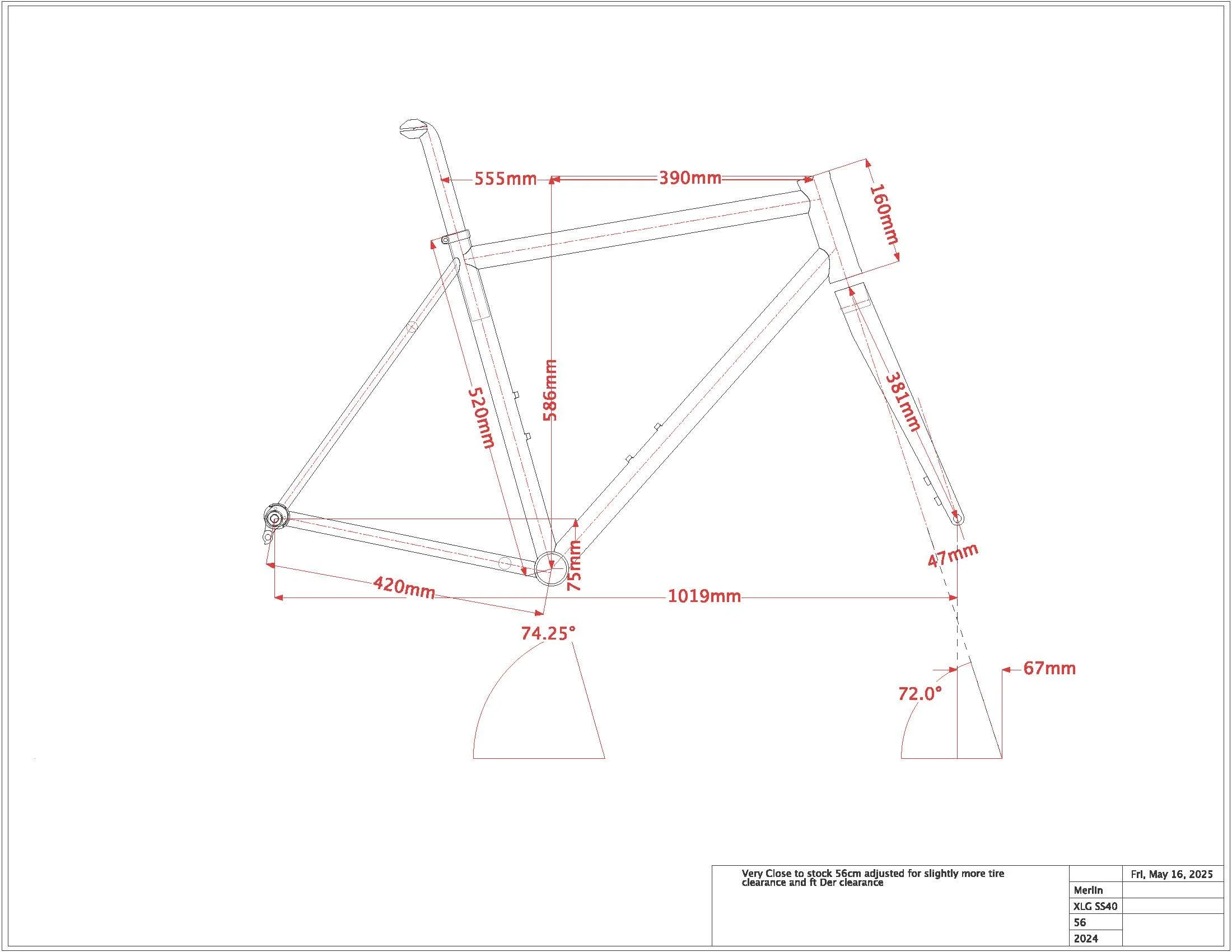 NEW!! MERLIN TITANIUM SS40 DISC ALL ROAD / GRAVEL FRAME 56CM